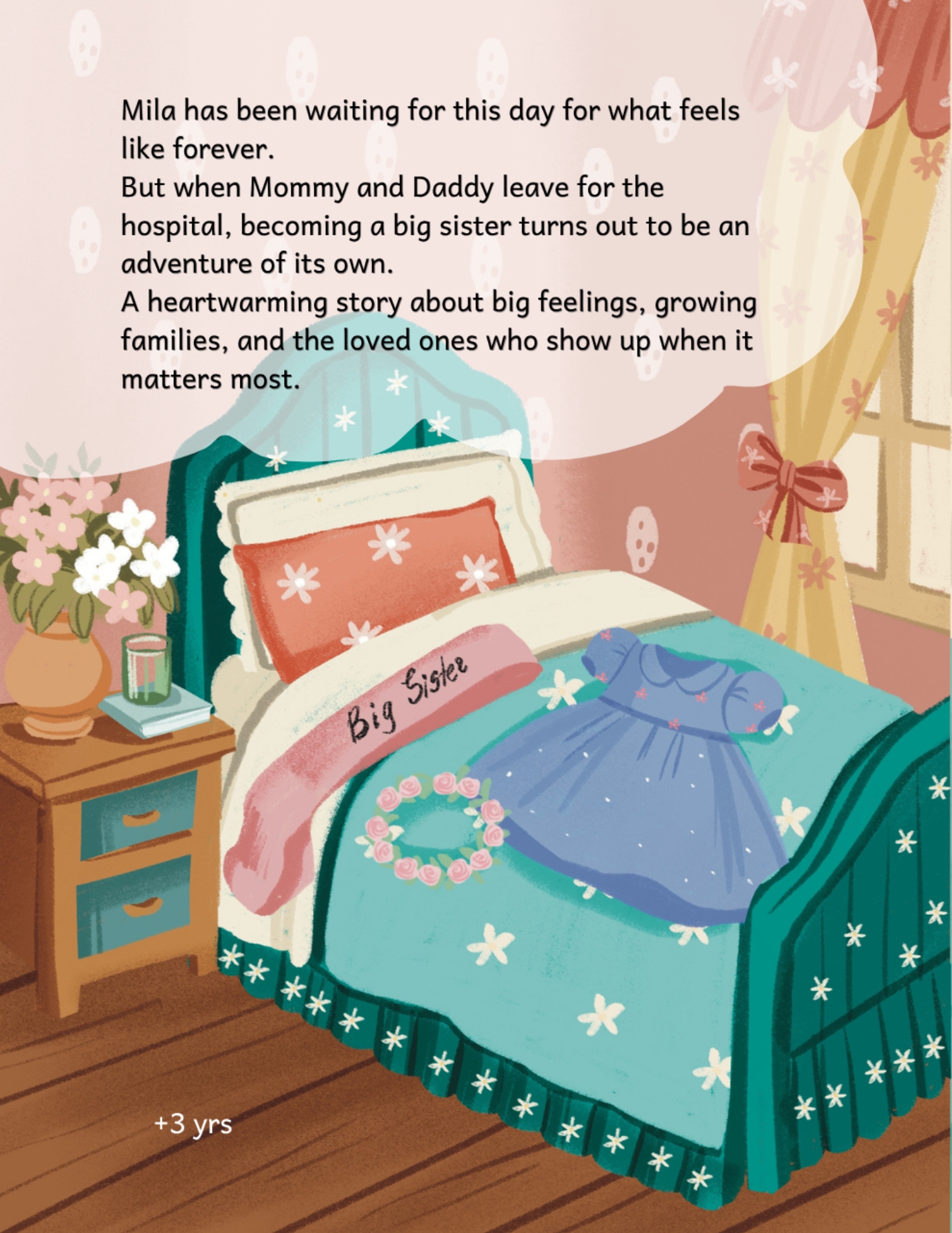 “Back cover of The Day I Became a BIG Sister hardcover children’s book”